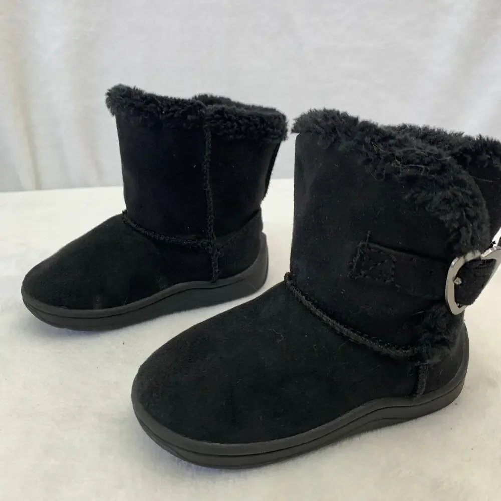 Granamals Toddler Girls Sz 4 Faux Suede Upper Faux Fur Lined Heart Buckle Prep